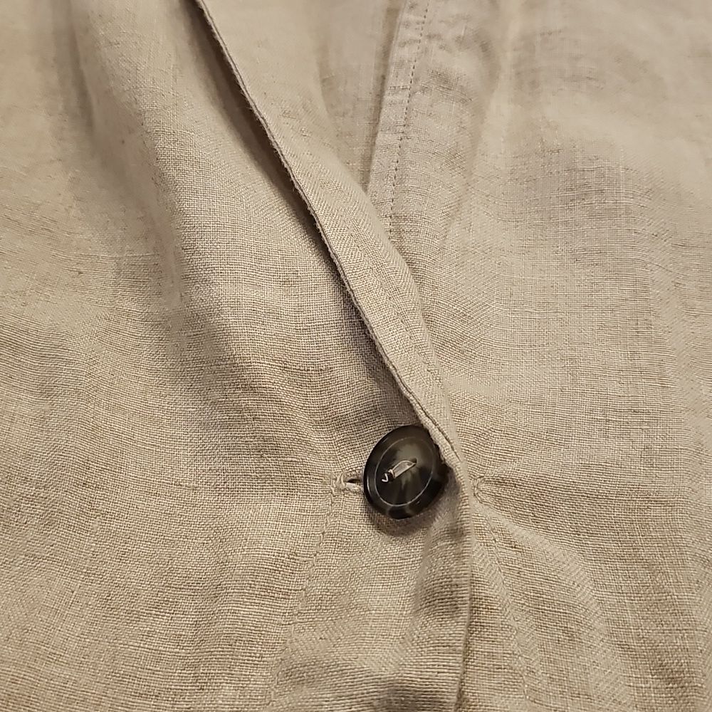 TAHARI Linen Neutral Long-line‎ Sleeveless Blazer Vest Size Medium - Picture 6 of 8